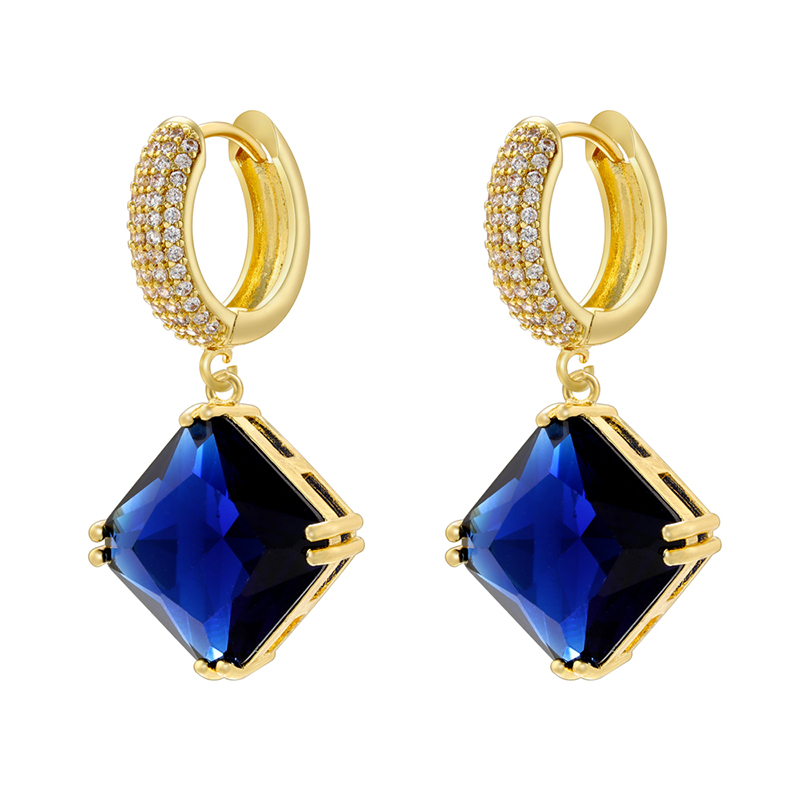 1 Pair Elegant Luxurious Rhombus Plating Inlay Copper Zircon 18k Gold Plated Drop Earrings display picture 9