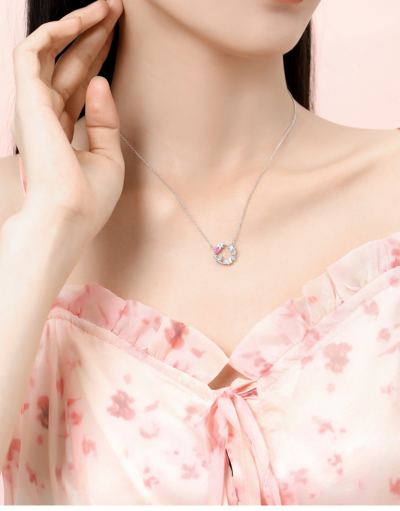 Casual Vintage Style Simple Style Wreath Butterfly Sterling Silver Inlay Zircon Pendant Necklace display picture 1