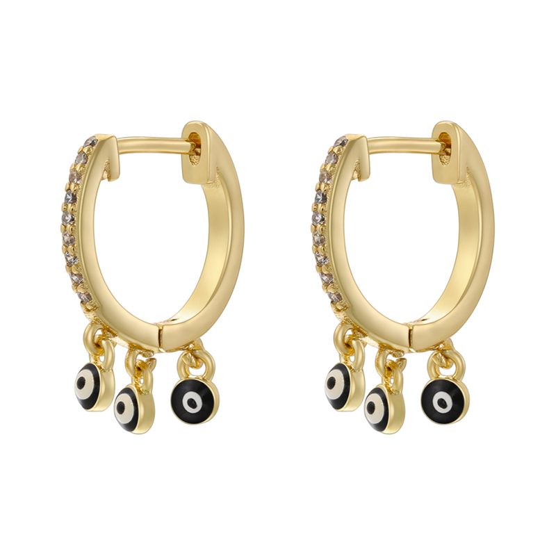 1 Pair Hip-hop Vintage Style Devil's Eye Enamel Plating Inlay Copper Zircon 18k Gold Plated Drop Earrings display picture 1