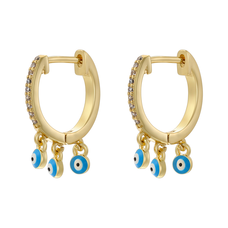 1 Pair Hip-hop Vintage Style Devil's Eye Enamel Plating Inlay Copper Zircon 18k Gold Plated Drop Earrings display picture 2