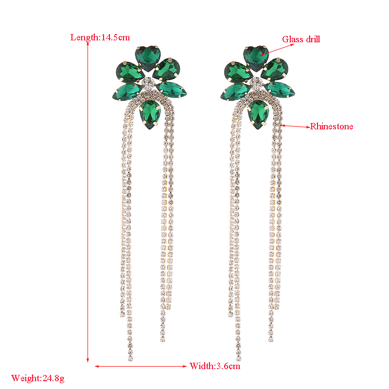 1 Pair Elegant Luxurious Flower Tassel Plating Inlay Alloy Rhinestones Glass Gold Plated Drop Earrings display picture 1