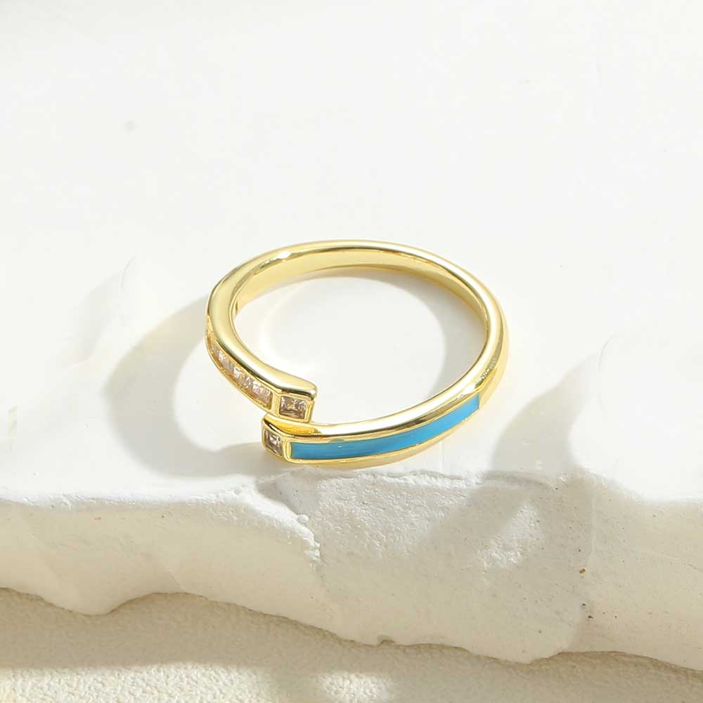 Vintage Style Simple Style Color Block Copper Plating Inlay Zircon 14k Gold Plated Open Rings display picture 2