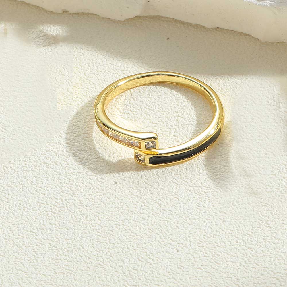 Vintage Style Simple Style Color Block Copper Plating Inlay Zircon 14k Gold Plated Open Rings display picture 7
