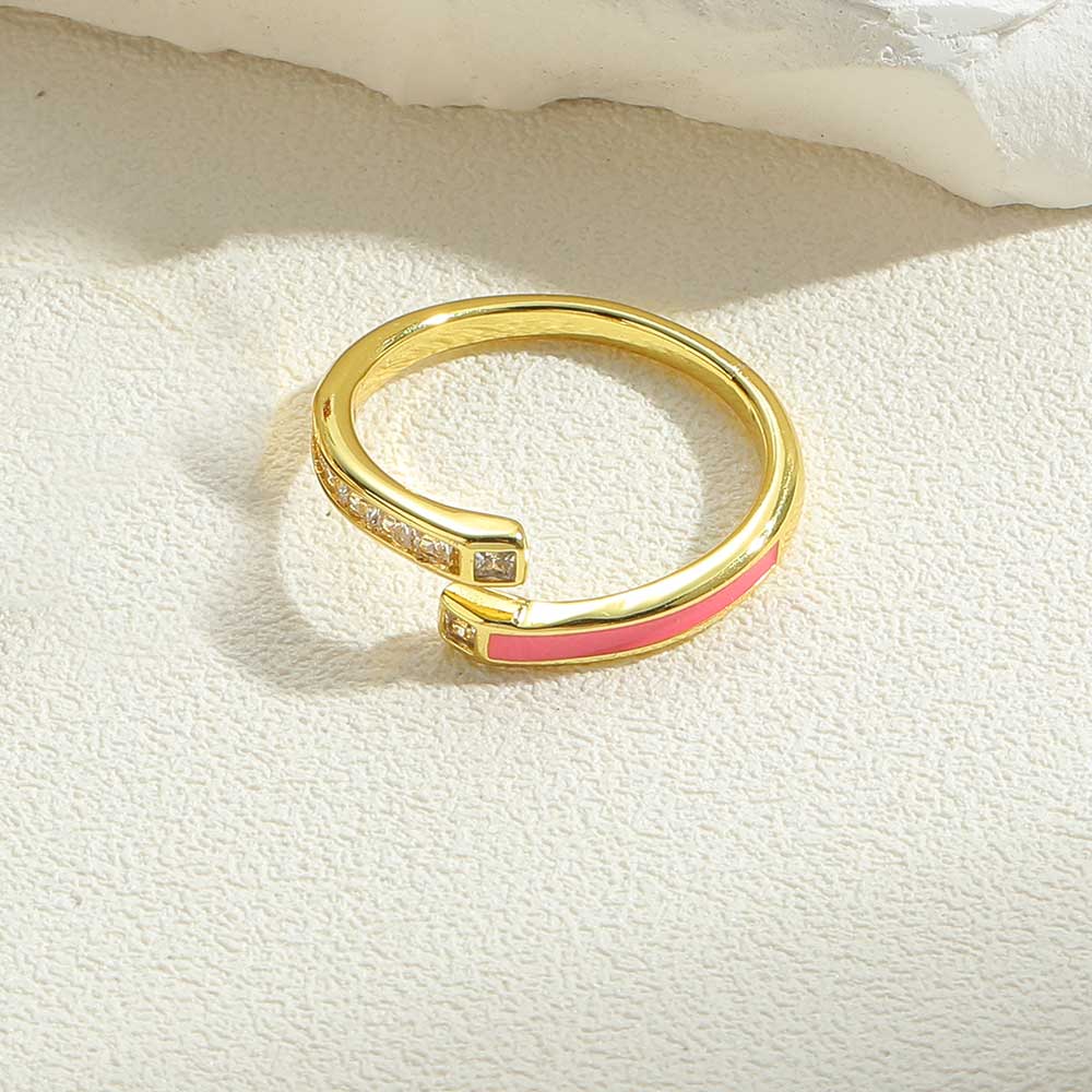 Vintage Style Simple Style Color Block Copper Plating Inlay Zircon 14k Gold Plated Open Rings display picture 6