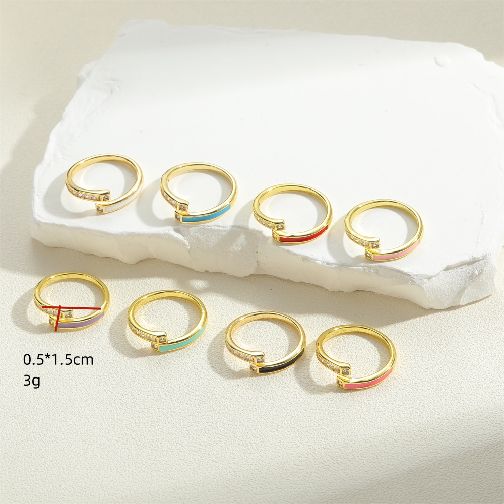 Vintage Style Simple Style Color Block Copper Plating Inlay Zircon 14k Gold Plated Open Rings display picture 5