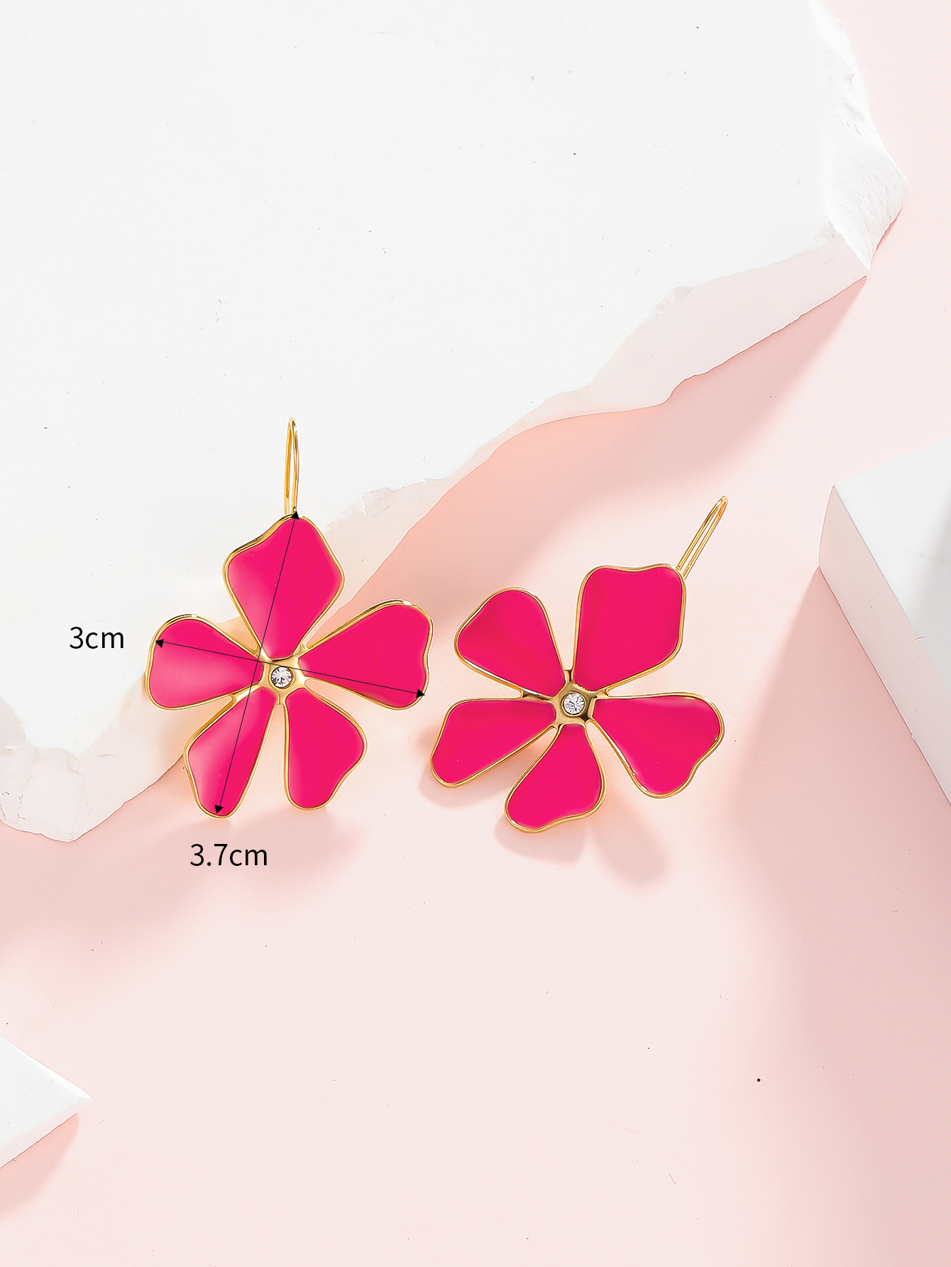 1 Pair Simple Style Classic Style Flower Plating Inlay 304 Stainless Steel Zircon 14K Gold Plated Ear Studs display picture 3