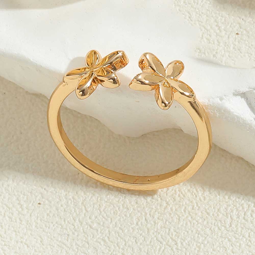 Vintage Style Simple Style Flower Copper Plating 14k Gold Plated Open Rings display picture 2