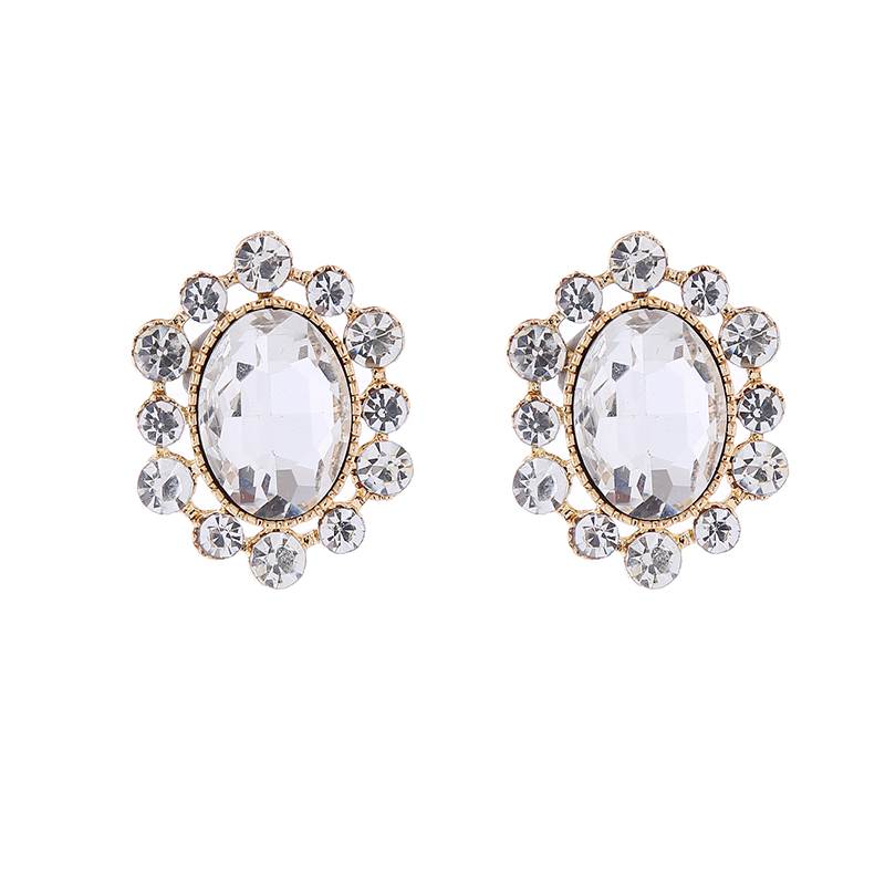 1 Paire Glamour Luxueux Ovale Placage Incruster Alliage Strass Verre Plaqué Or Boucles D'oreilles display picture 8