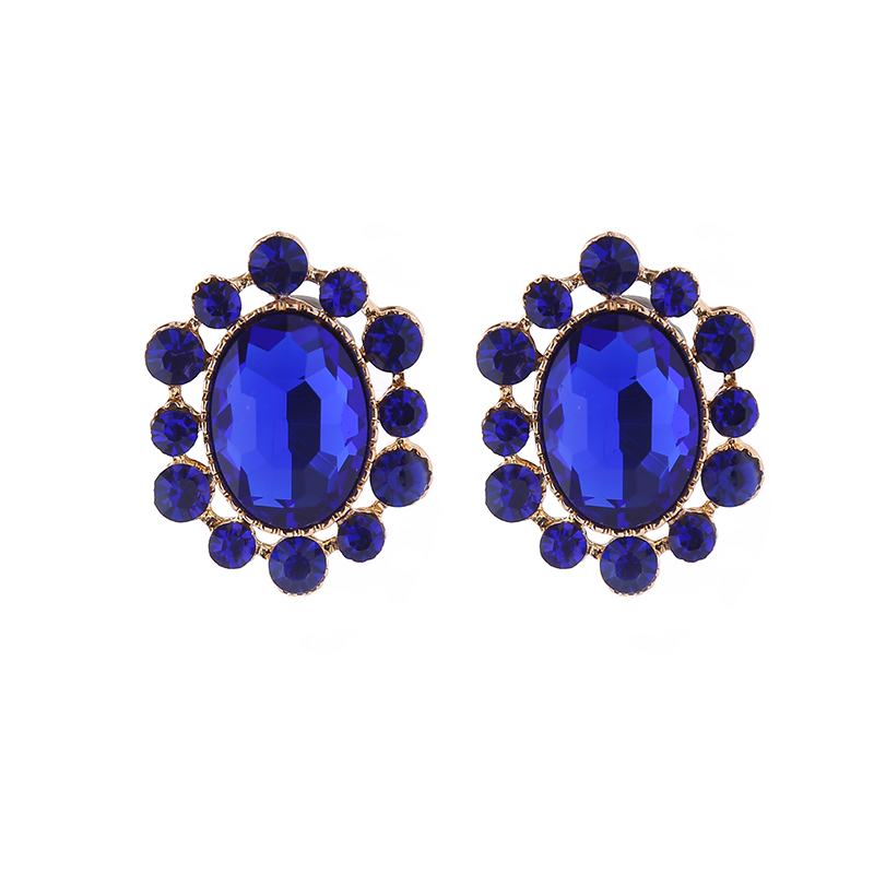 1 Pair Glam Luxurious Oval Plating Inlay Alloy Rhinestones Glass Gold Plated Ear Studs display picture 9