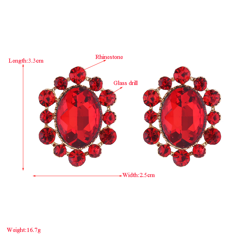 1 Paire Glamour Luxueux Ovale Placage Incruster Alliage Strass Verre Plaqué Or Boucles D'oreilles display picture 1