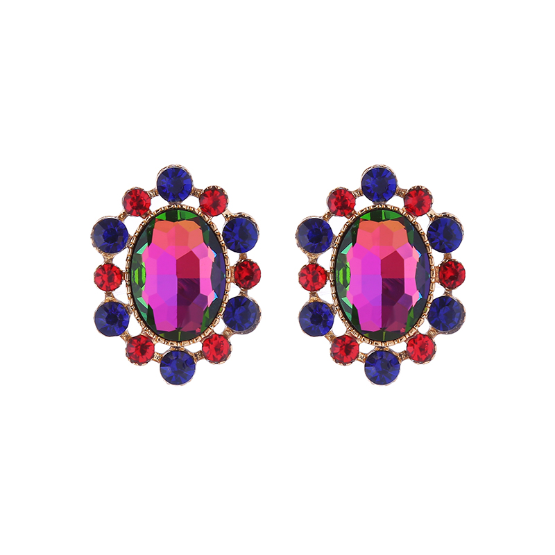 1 Pair Glam Luxurious Oval Plating Inlay Alloy Rhinestones Glass Gold Plated Ear Studs display picture 6