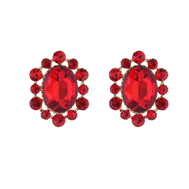 1 Paire Glamour Luxueux Ovale Placage Incruster Alliage Strass Verre Plaqué Or Boucles D'oreilles display picture 7