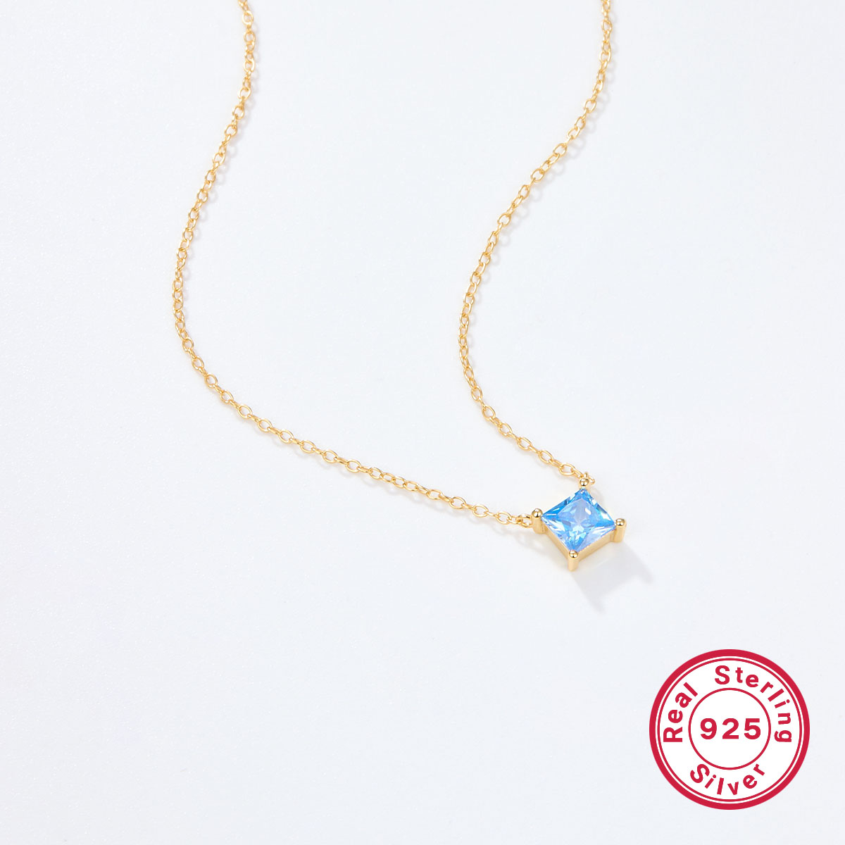 Elegant Luxurious Square Sterling Silver Plating Inlay Zircon 18k Gold Plated Pendant Necklace display picture 3