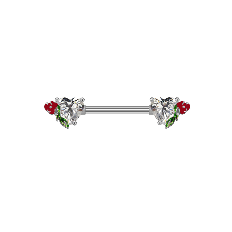 1 Piece Nipple Rings & Studs Sexy Heart Shape Rose 316 Stainless Steel  Alloy Plating Inlay Rhinestones Glass White Gold Plated Gold Plated display picture 9