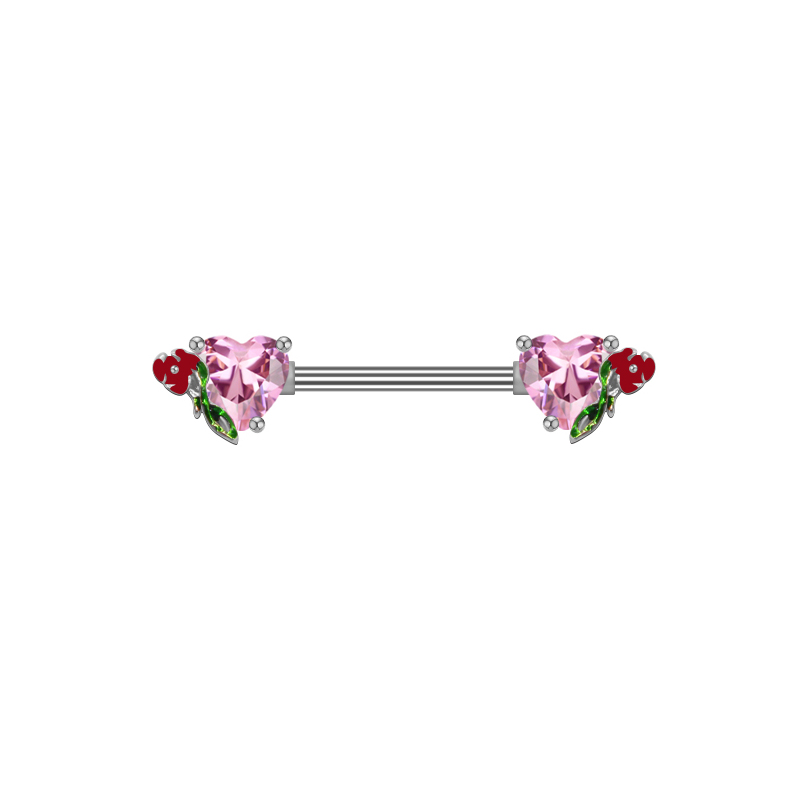 1 Pieza Piercing De Pezón Sexy Forma De Corazón Rosa Acero Inoxidable 316 Aleación Enchapado Embutido Diamantes De Imitación Vidrio Blanco Oro Plateado Chapado En Oro display picture 11