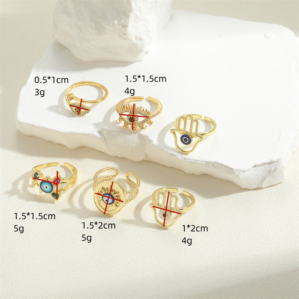 Vintage Style Simple Style Palm Copper Plating Inlay Zircon 14k Gold Plated Open Rings display picture 8