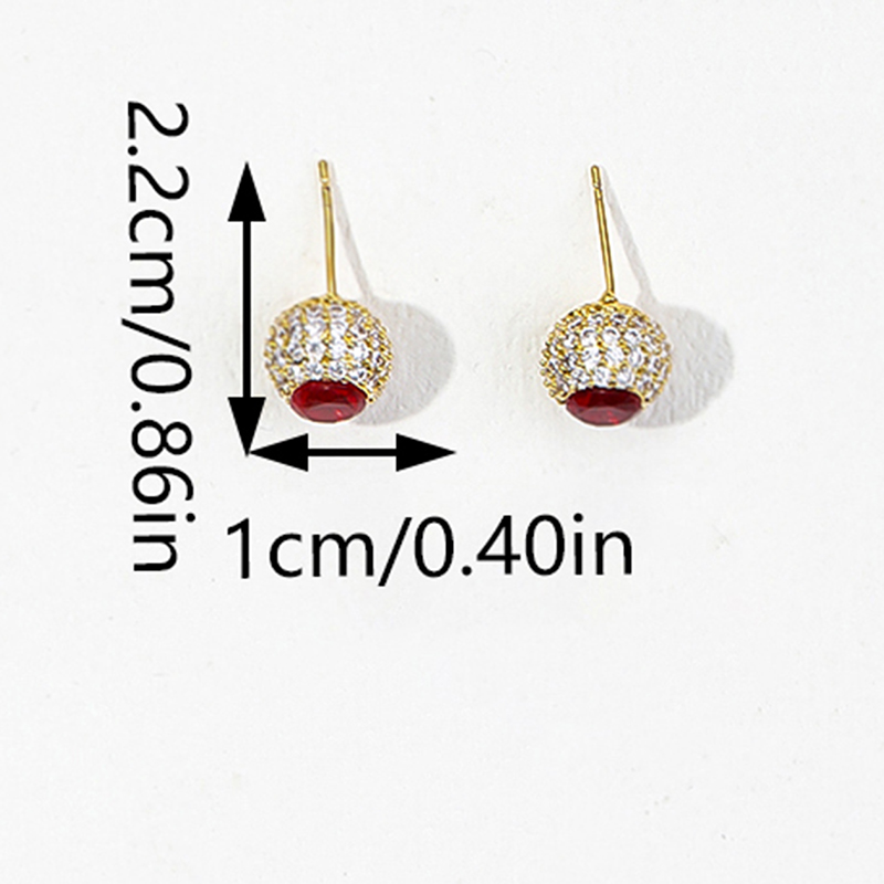 1 Pair Elegant Luxurious Round Inlay Copper Zircon Ear Studs display picture 7