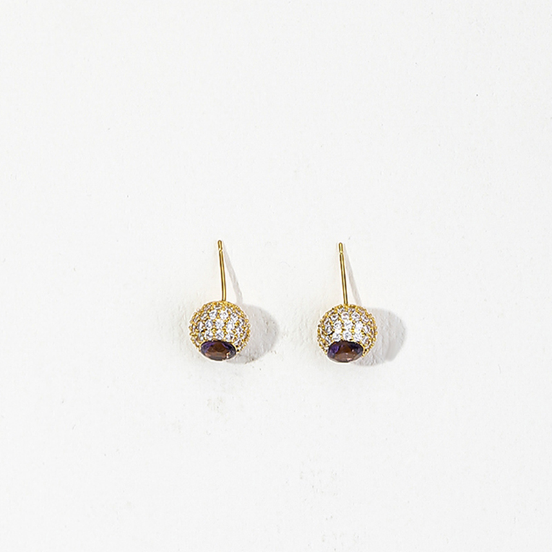 1 Pair Elegant Luxurious Round Inlay Copper Zircon Ear Studs display picture 10