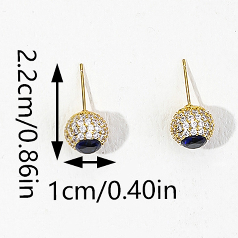 1 Pair Elegant Luxurious Round Inlay Copper Zircon Ear Studs display picture 8