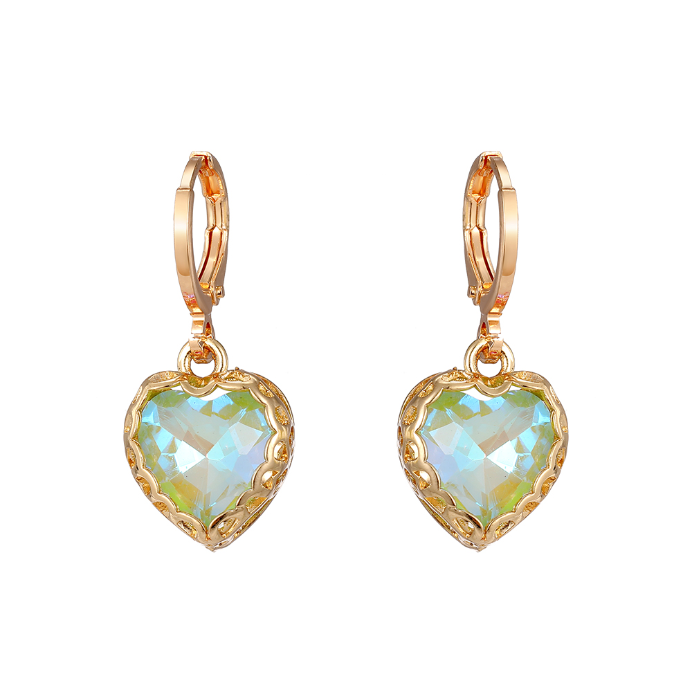 1 Pair Vintage Style Simple Style Heart Shape Inlay Alloy Glass Opal Drop Earrings display picture 10