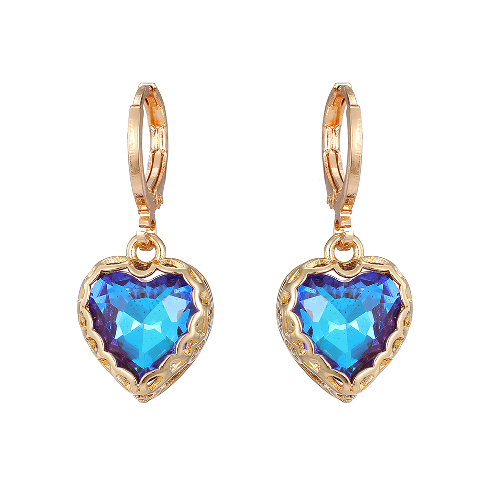 1 Pair Vintage Style Simple Style Heart Shape Inlay Alloy Glass Opal Drop Earrings display picture 11