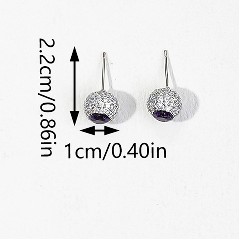 1 Pair Elegant Luxurious Round Inlay Copper Zircon Ear Studs display picture 6