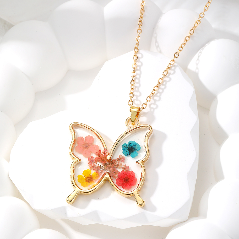 Casual Cute Simple Style Butterfly Alloy Resin Women's Pendant Necklace display picture 2