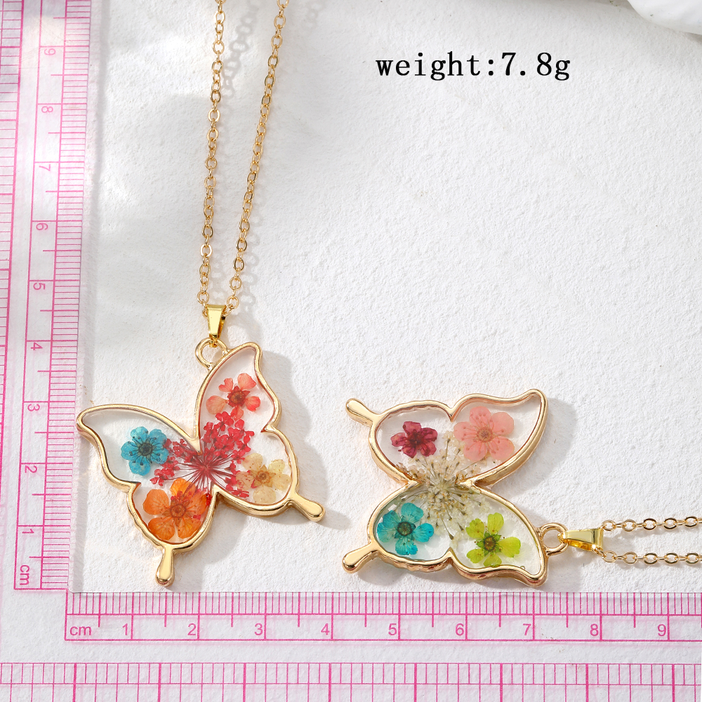 Casual Cute Simple Style Butterfly Alloy Resin Women's Pendant Necklace display picture 5