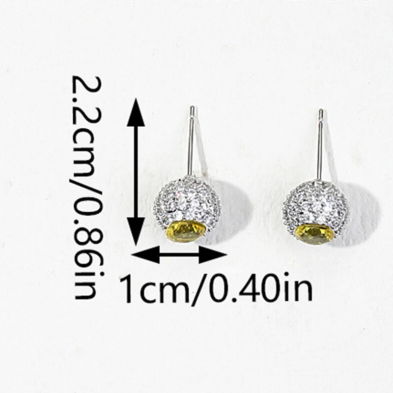 1 Pair Elegant Luxurious Round Inlay Copper Zircon Ear Studs display picture 4