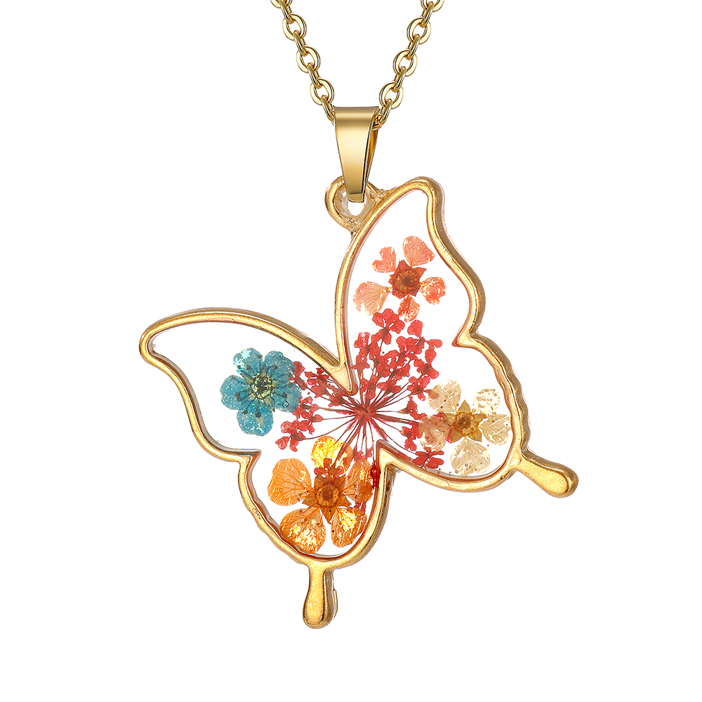 Casual Cute Simple Style Butterfly Alloy Resin Women's Pendant Necklace display picture 7