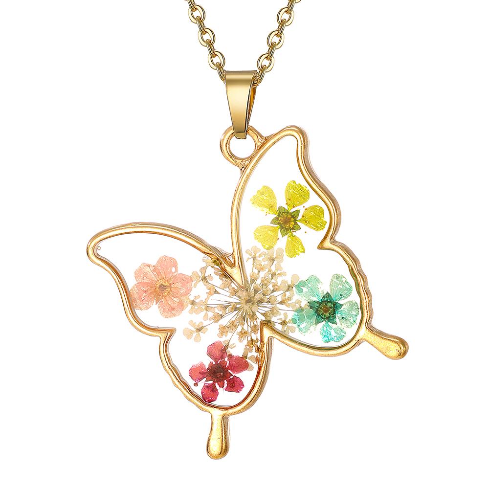 Casual Cute Simple Style Butterfly Alloy Resin Women's Pendant Necklace display picture 9