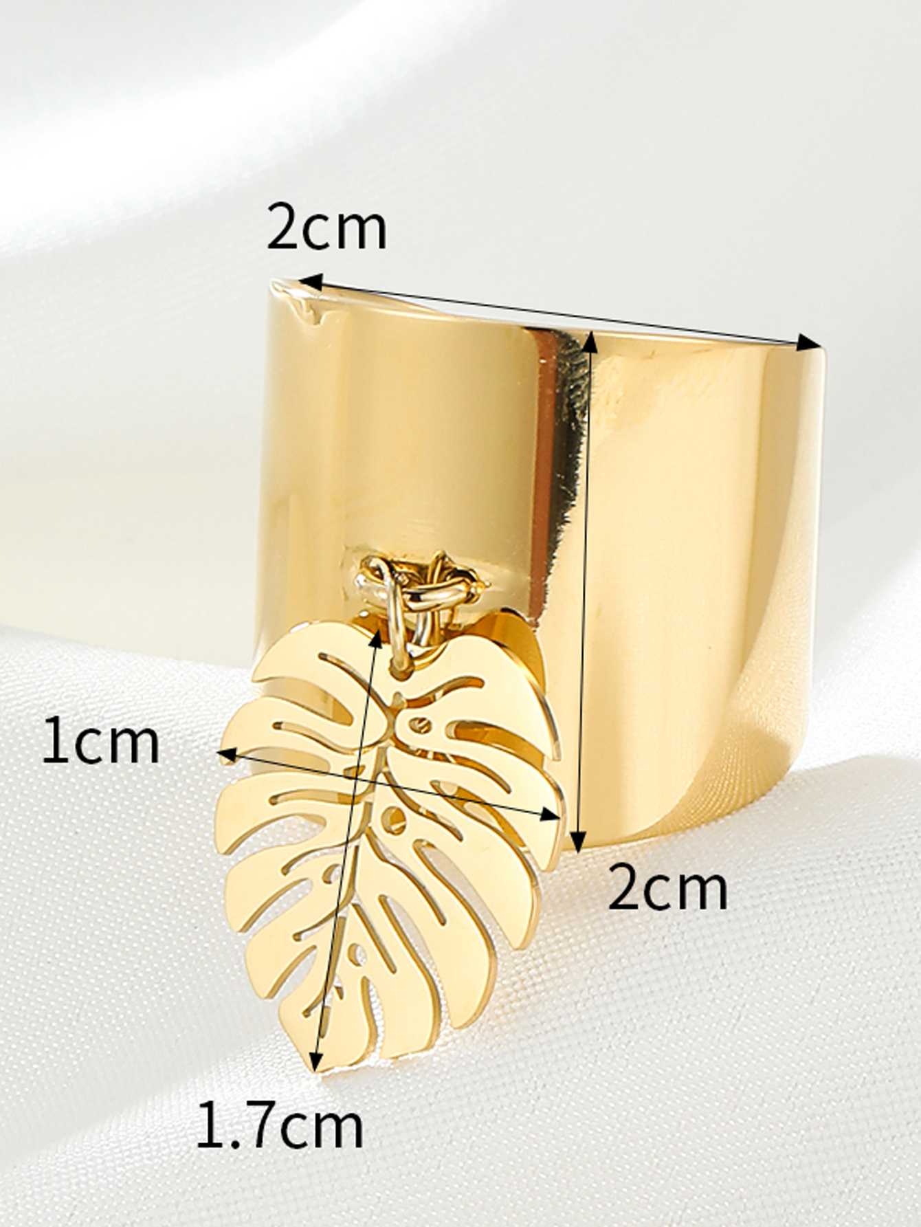 304 Stainless Steel 14K Gold Plated Simple Style Plating Leaves Charm Rings display picture 6