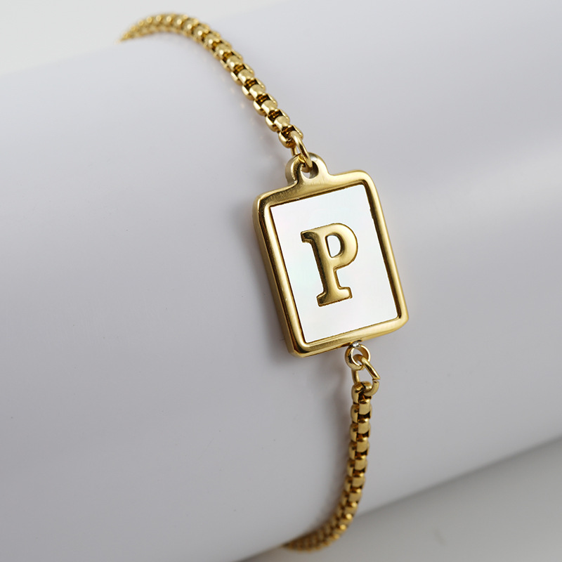Preppy Style Simple Style Classic Style Letter 201 Stainless Steel 18K Gold Plated Shell Bracelets In Bulk display picture 17