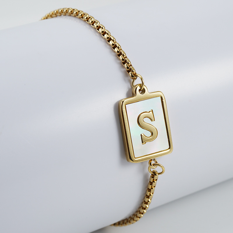 Preppy Style Simple Style Classic Style Letter 201 Stainless Steel 18K Gold Plated Shell Bracelets In Bulk display picture 20