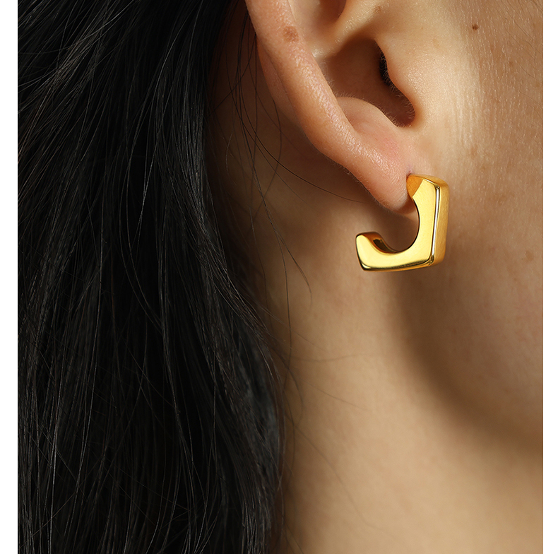 1 Paar Klassisch Klassischer Stil Quadrat Überzug Titan Stahl 18 Karat Vergoldet Ohrringe display picture 1