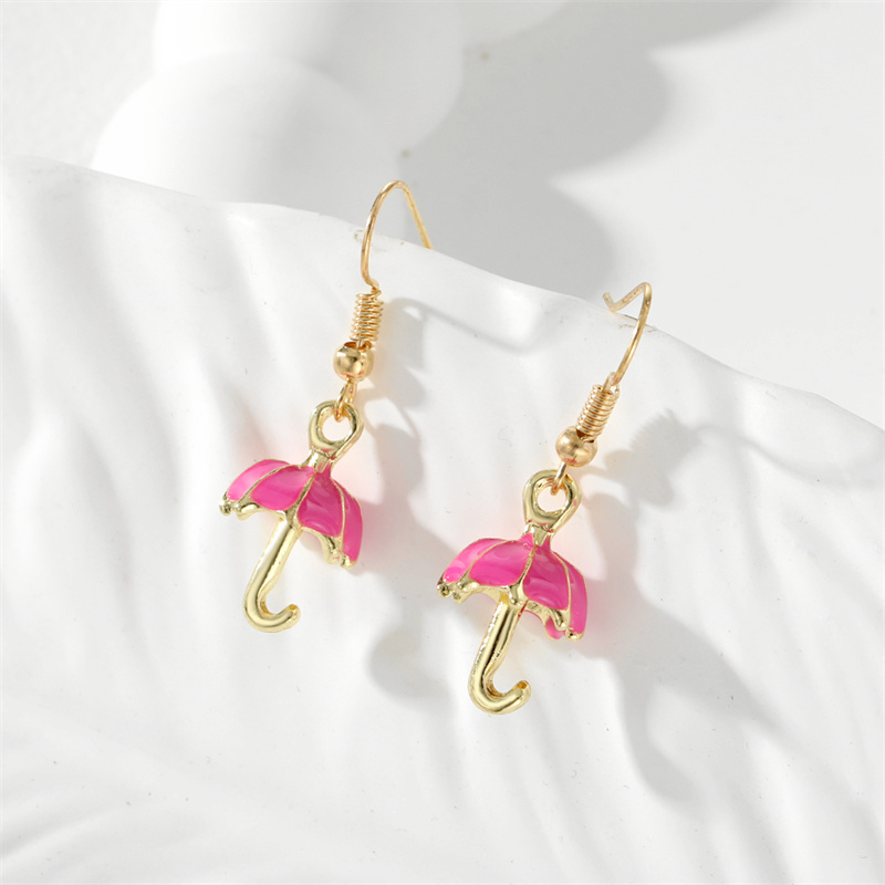 1 Pair Casual Simple Style Umbrella Enamel Alloy Drop Earrings display picture 2