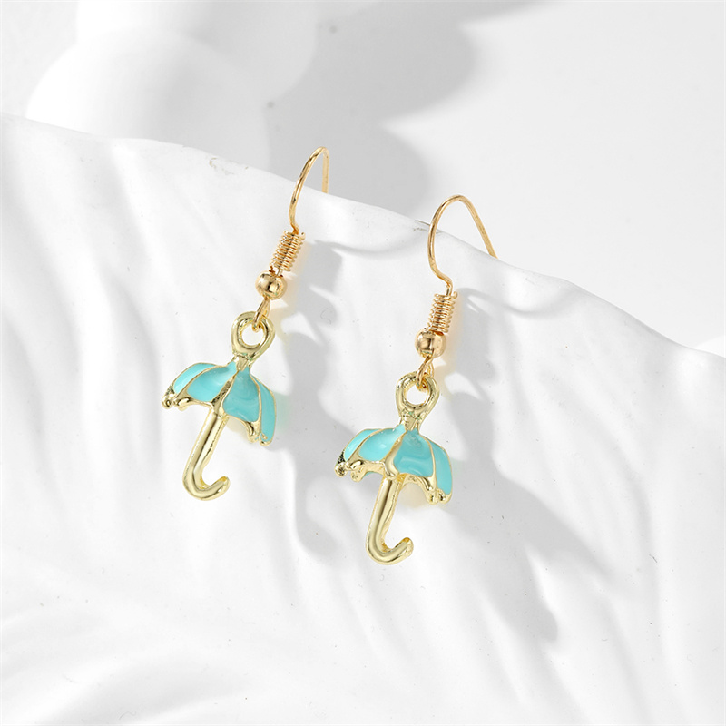 1 Pair Casual Simple Style Umbrella Enamel Alloy Drop Earrings display picture 4