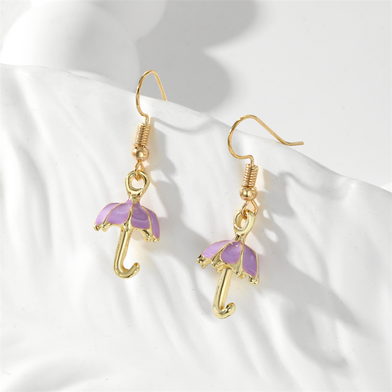 1 Pair Casual Simple Style Umbrella Enamel Alloy Drop Earrings display picture 3