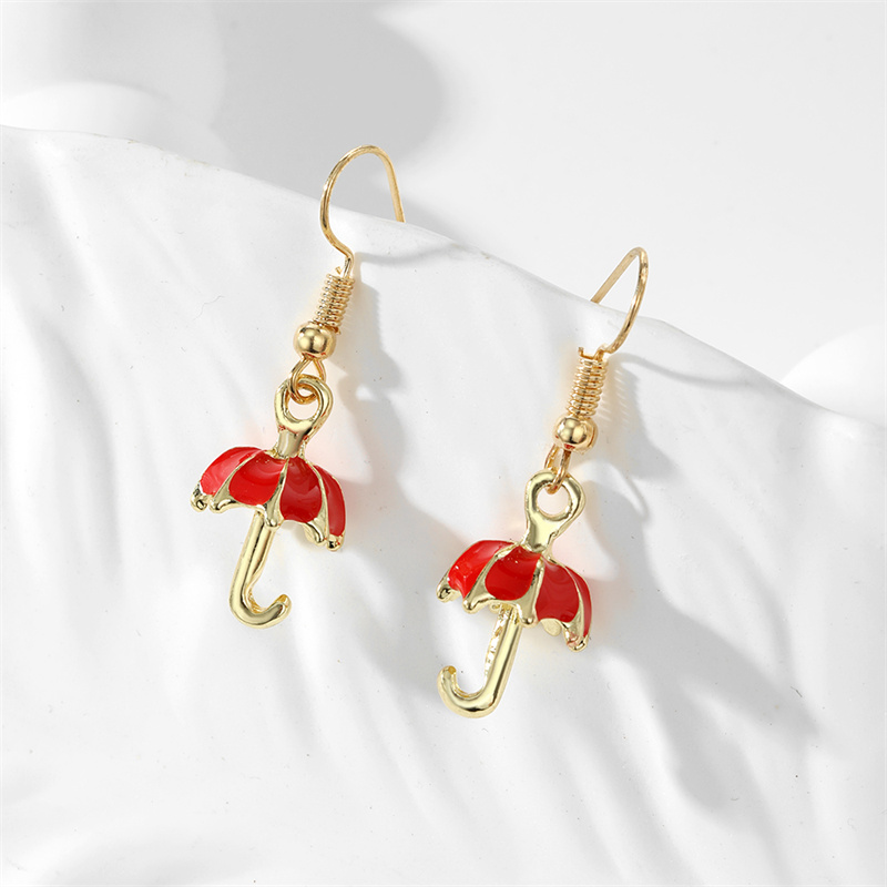 1 Pair Casual Simple Style Umbrella Enamel Alloy Drop Earrings display picture 6