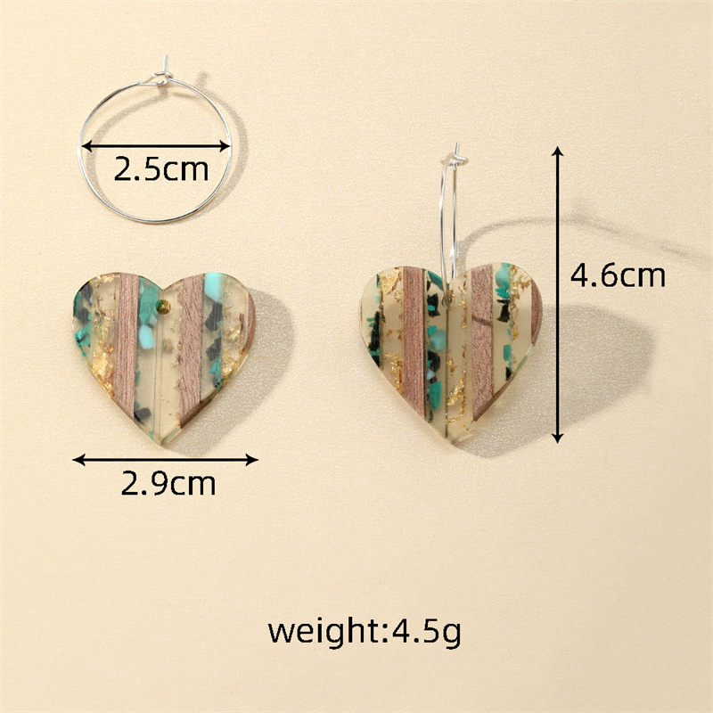 1 Pair Casual Simple Style Heart Shape Printing Wood Drop Earrings display picture 6