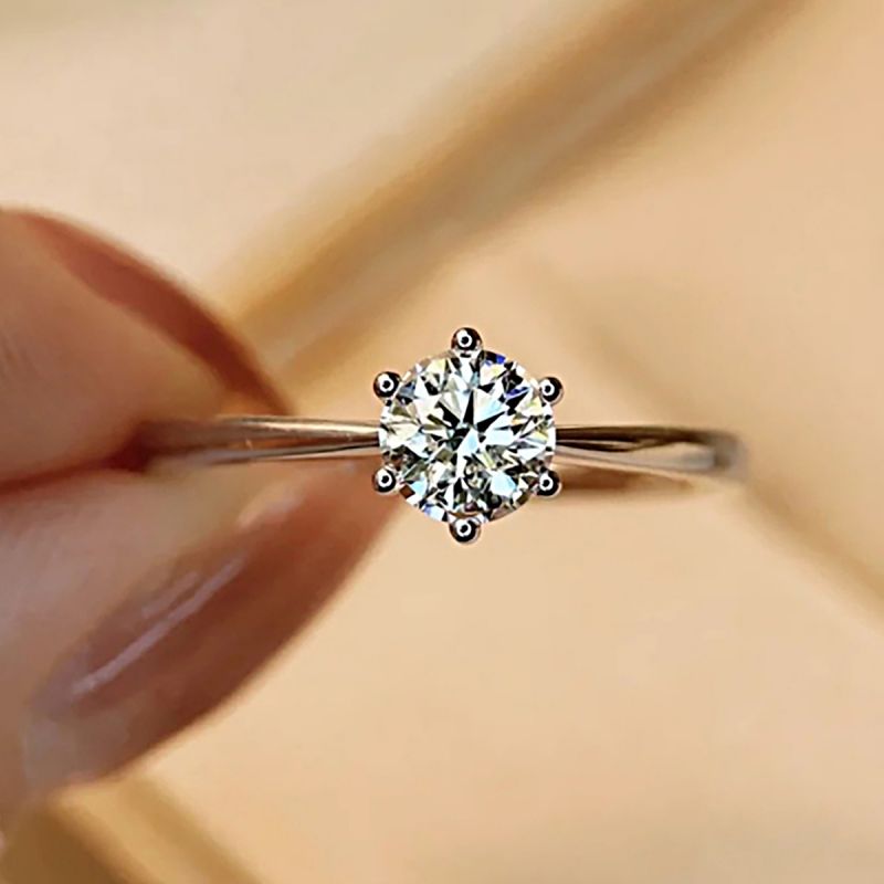 Glam Luxurious Solid Color Sterling Silver Gra Inlay Moissanite Rings display picture 1
