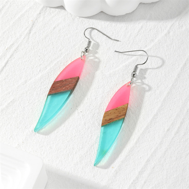 1 Pair Casual Simple Style Color Block Wood Drop Earrings display picture 2