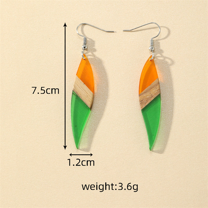1 Pair Casual Simple Style Color Block Wood Drop Earrings display picture 5