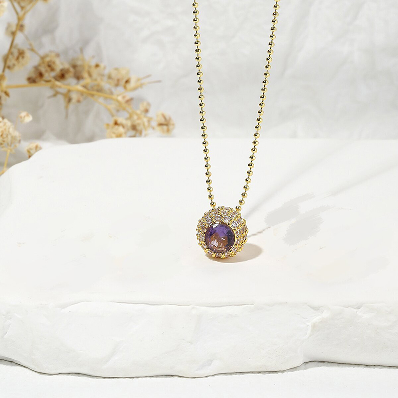 Elegant Luxurious Solid Color Zircon Metal Copper Wholesale Pendant Necklace display picture 5
