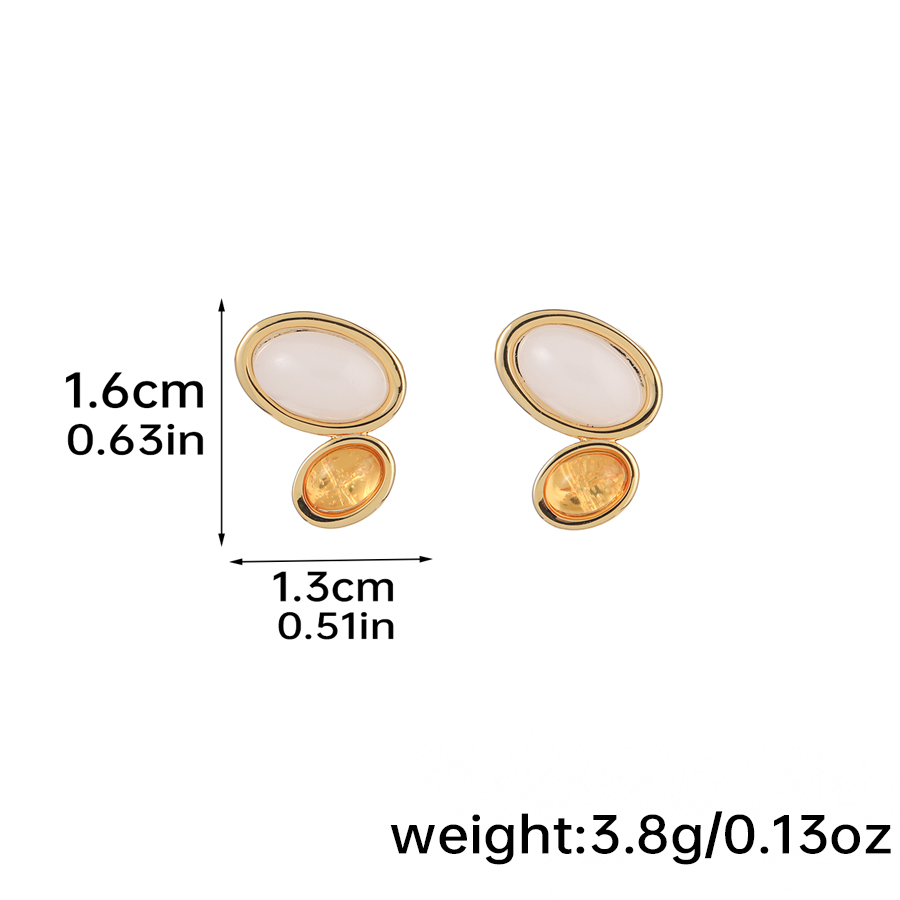 1 Pair Elegant Simple Style Geometric Inlay Copper Resin Turquoise 18k Gold Plated Ear Studs display picture 3