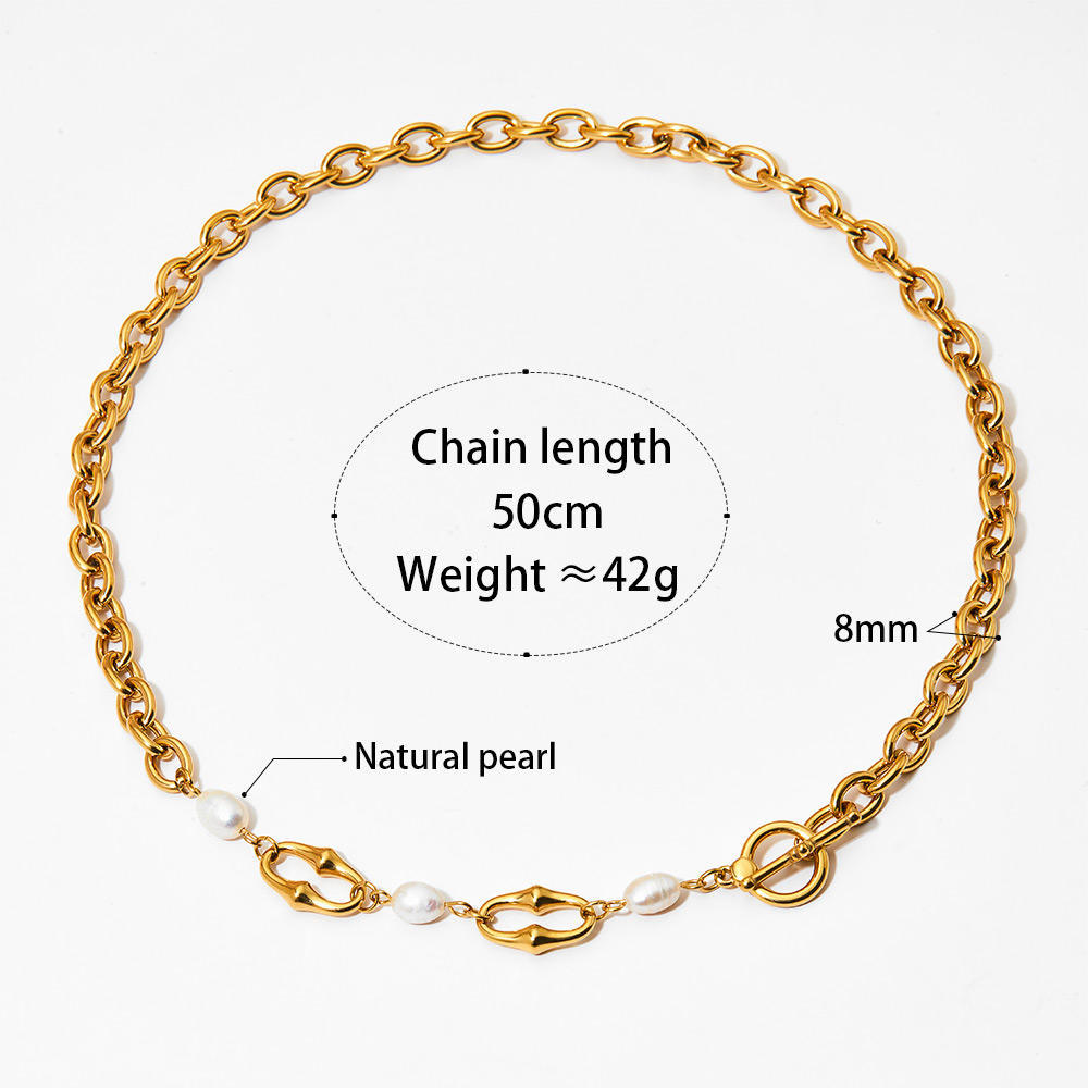 304 Stainless Steel Freshwater Pearl 16K Gold Plated White Gold Plated Gold Plated IG Style Simple Style Classic Style Polishing Plating Solid Color Bracelets Necklace display picture 8