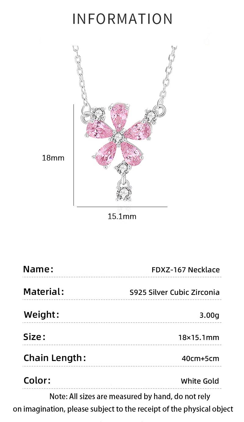 Ig Style Sweet Flower Sterling Silver Polishing Plating Inlay Zircon Pendant Necklace display picture 4