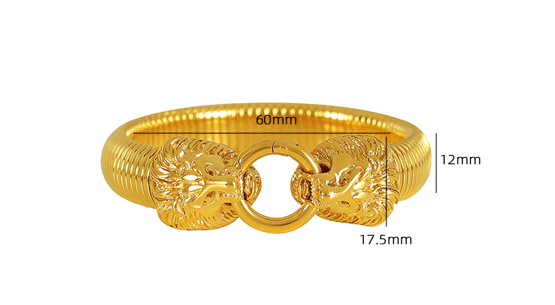 Vintage Style Exaggerated Lion Titanium Steel Plating 18k Gold Plated Bangle display picture 7