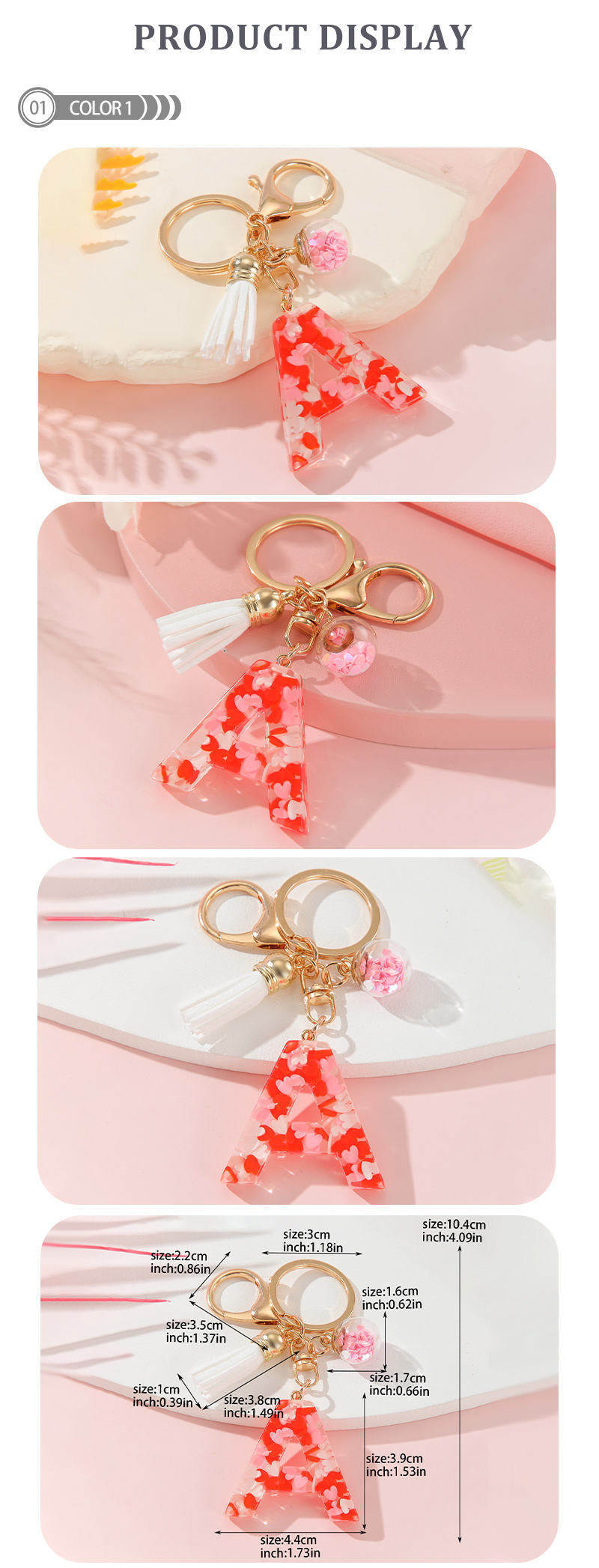 Romantic Simple Style Letter Resin Tassel Valentine's Day Bag Pendant Keychain display picture 2