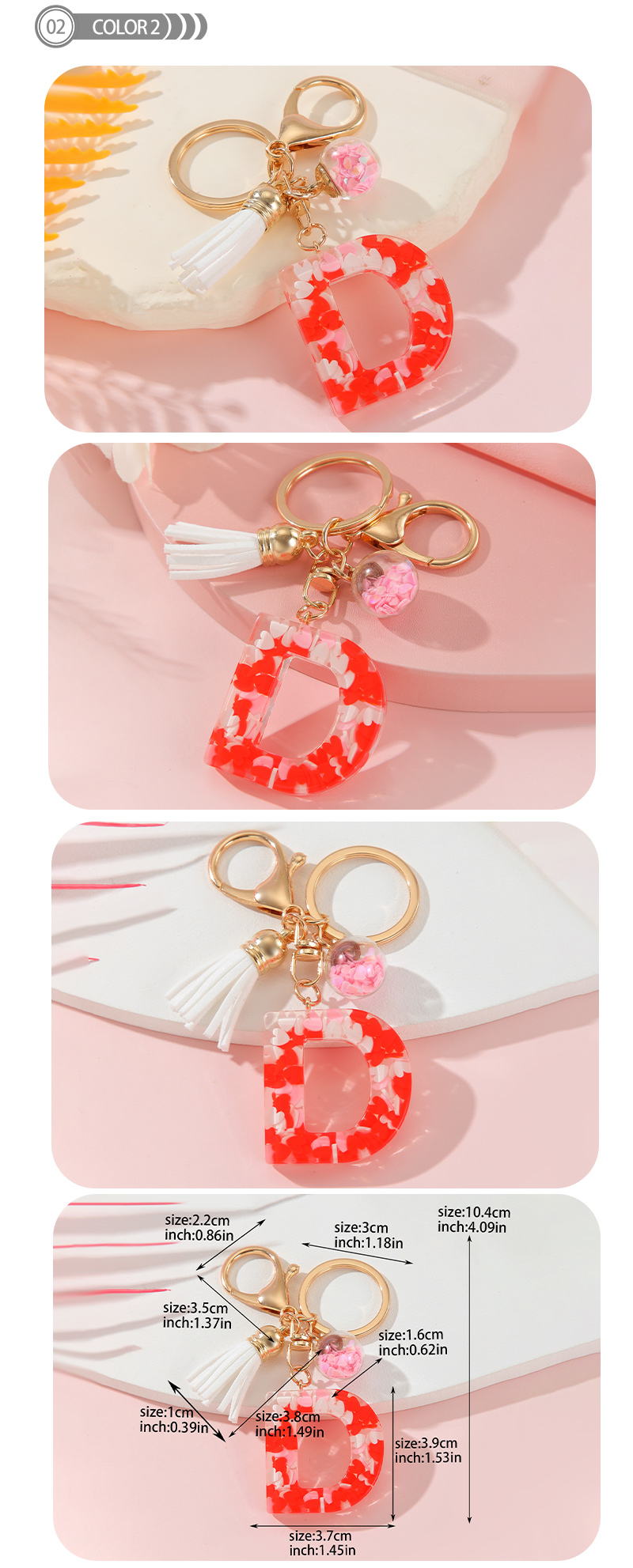 Romantic Simple Style Letter Resin Tassel Valentine's Day Bag Pendant Keychain display picture 3